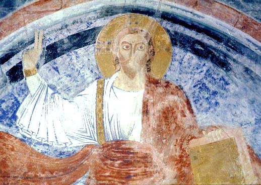 Majestas Domini. Målning från Vä kyrka i Skåne, 1100-talets mitt.