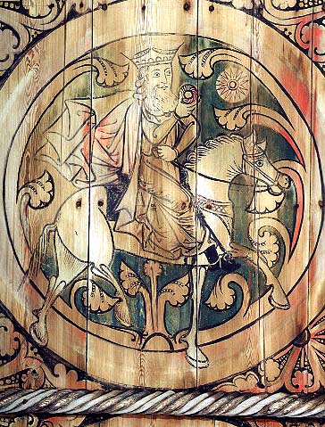 Heliga tre kungar. Målning på trä från Dädesjö kyrka i Småland, slutet av 1200-talet.