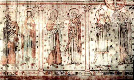 Bild: 9513423 (9513423.jpg). Motiv: Petrus / Paulus / Johannes / Andreas / Ansgar / Birgitta. Foto: Lennart Karlsson